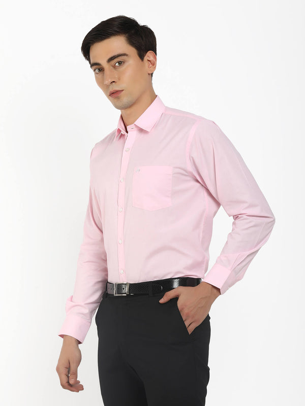 Men Pink Solid Comfort Fit Classic Formal Shirt (GBMFRML9010F)