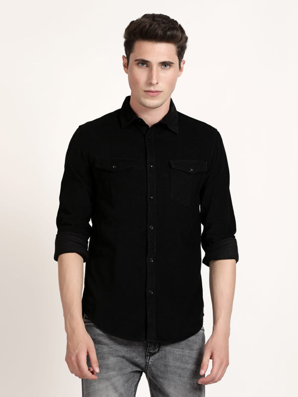 Men Black Solid Formal Shirt (GBRJ6022)