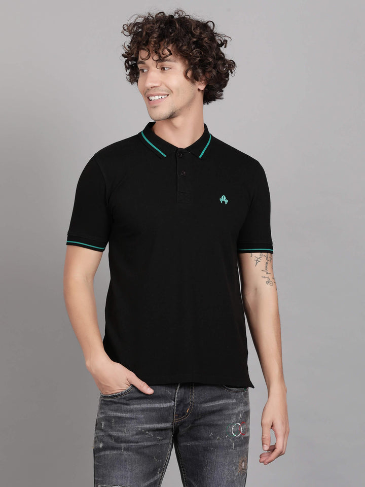 Black Polo T-Shirt for Men (CRISPA 1012) - G O O S E B E R Y®