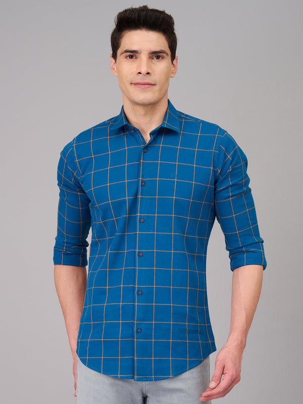 Men Blue Checks Shirt (GBMKLS2901)