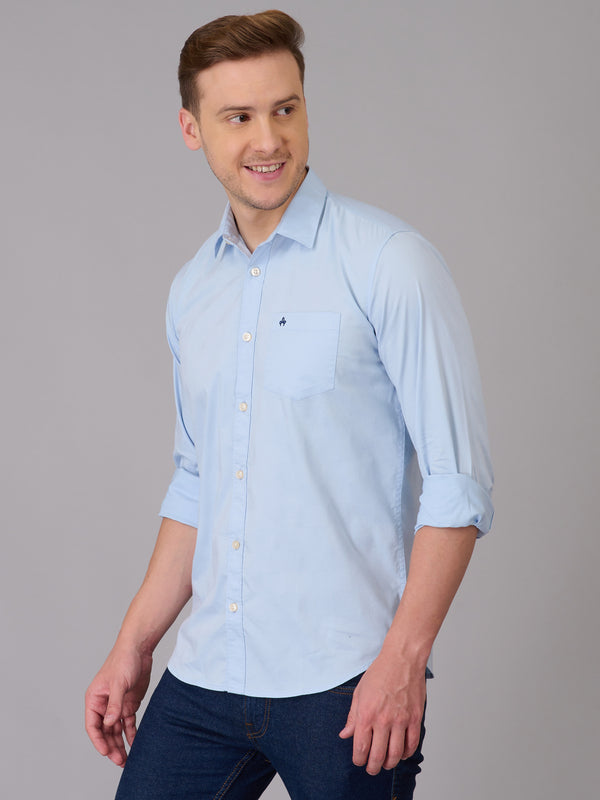 Men Sky Blue Formal Cotton Shirt (GBHM23ED26)