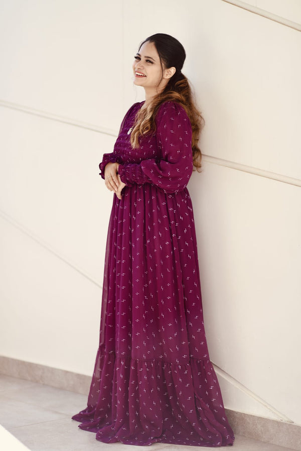 Purple Abstract Print Dress (GBP2043)
