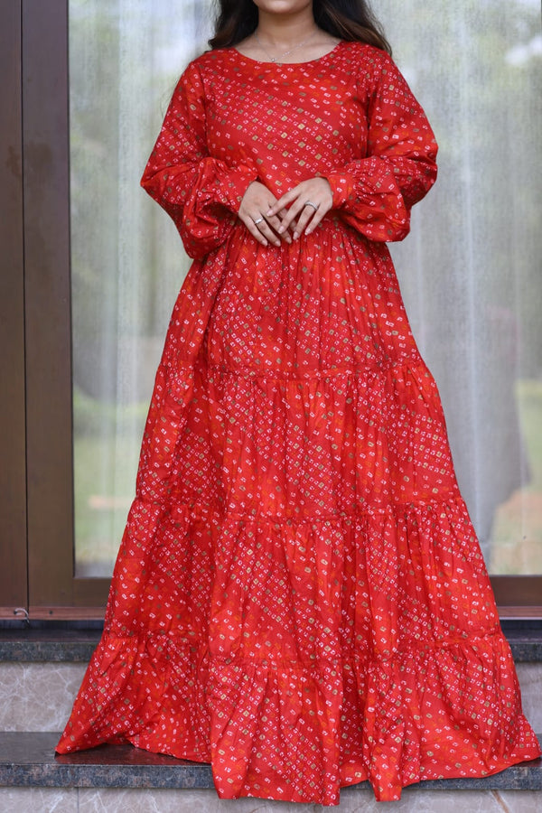 Red Printed Women Maxi Dress (GBP2063)