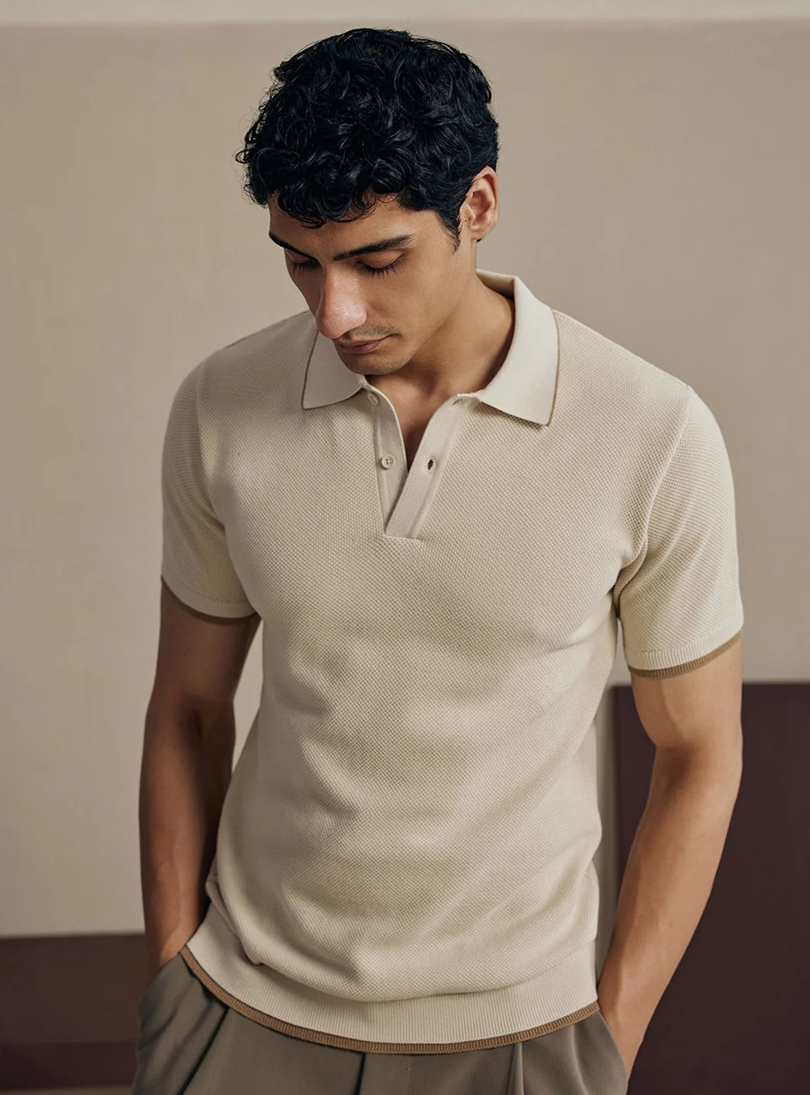 Textured Polo - Off White