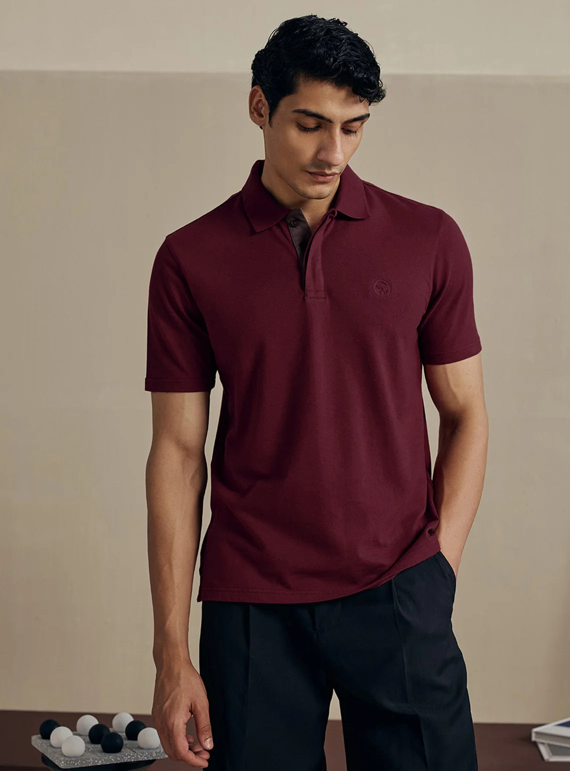 Pique Polo - Maroon