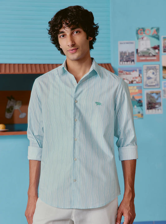 Printed Shirt - Mint Stripe