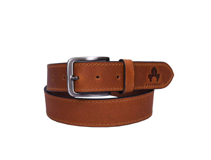 Brown Leather Belt Mens - GOOSEBERY