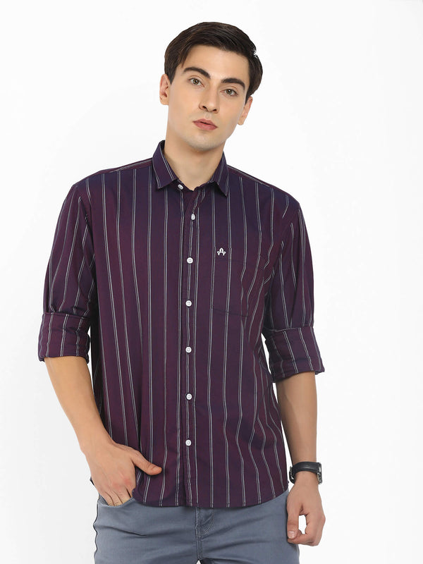 Purple Striped Mens Shirt (GBMNR2020)
