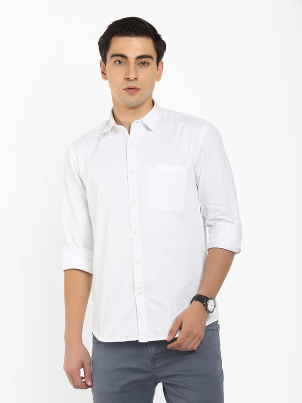 Classic Mens Solid White Formal Shirt (GBMNR 3005)