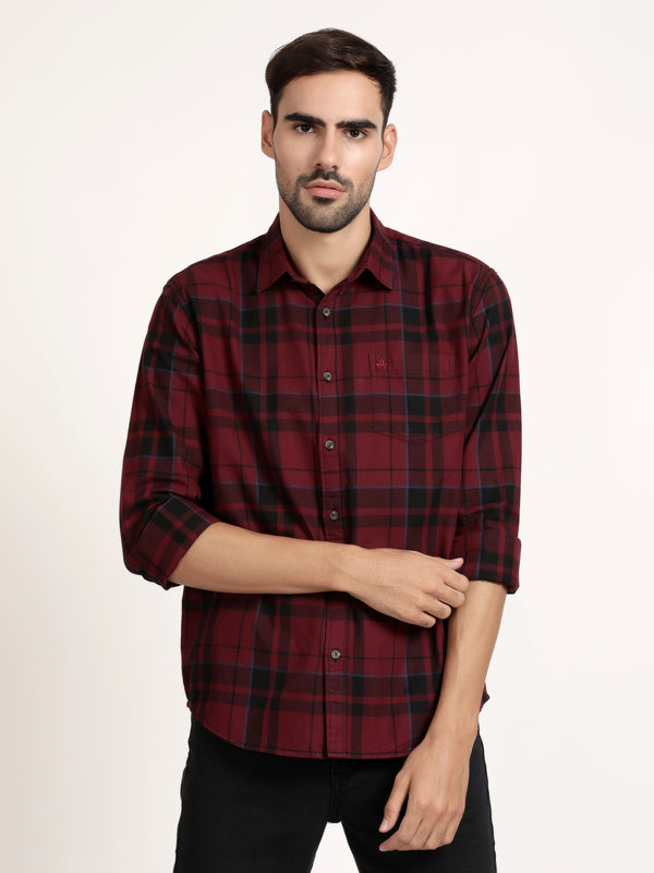 Men Red Checked Casual Shirt (GBHM5030)