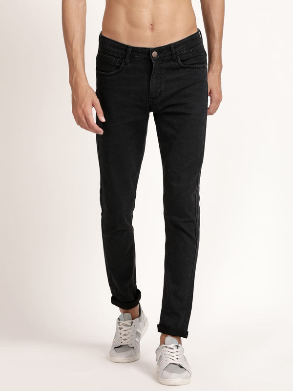 Solid Black Denim Jeans For Men (GBDNMHS23)