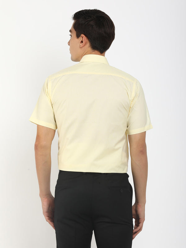 Men Yellow Comfort Fit Formal Shirt (GBMFRML9009H)