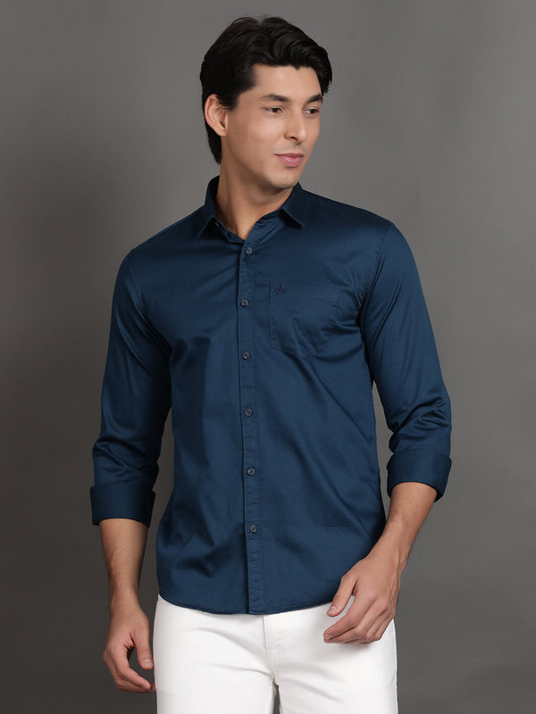 Blue Solid Mens Formal Shirt (GBHM3020)