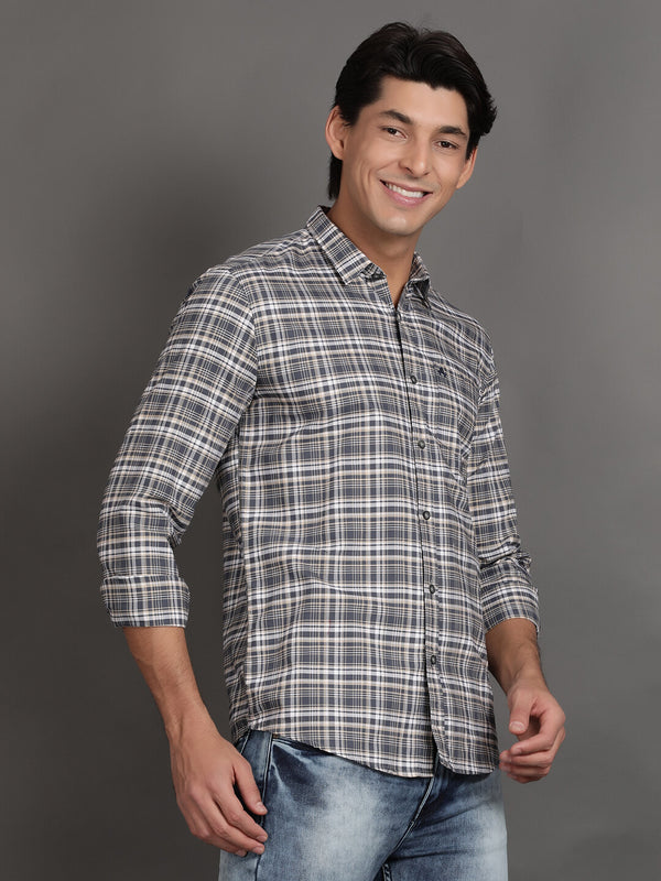 Grey and White Checks Casual Shirt (GBHM3006)