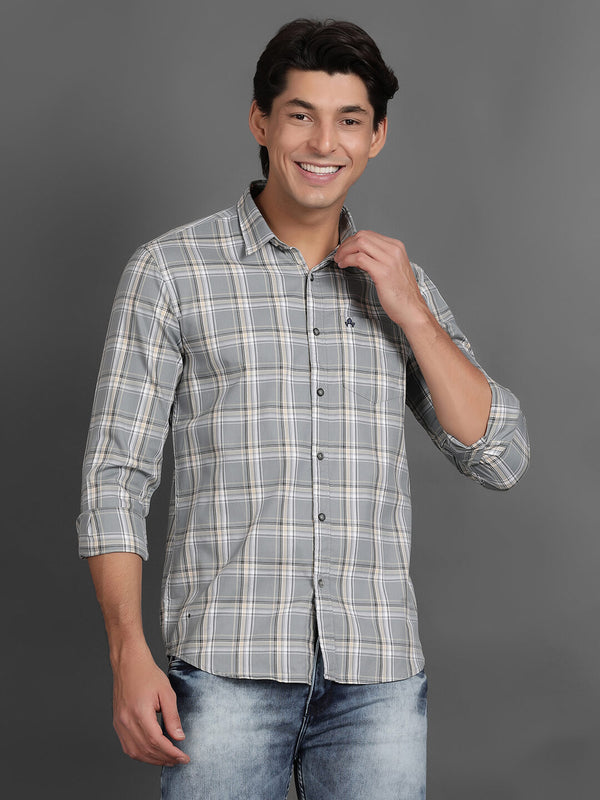 Grey Checks Casual Shirt For Men (GBHM3015)