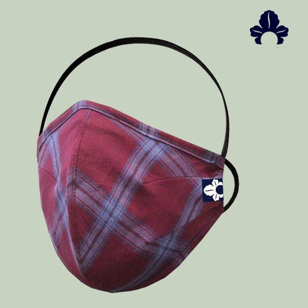 Maroon Check Face Mask - GOOSEBERY