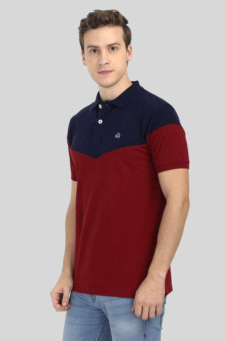 Red and Blue Polo T-Shirt for Men - GOOSEBERY