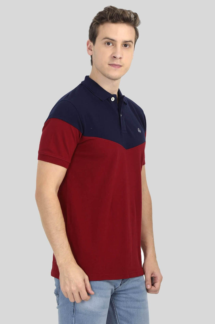 Red and Blue Polo T-Shirt for Men - GOOSEBERY