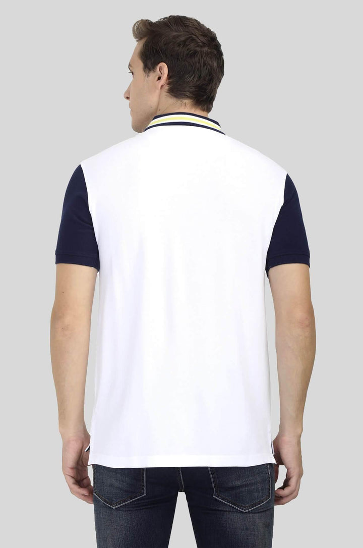 White and Blue Polo T-Shirt for Men - GOOSEBERY