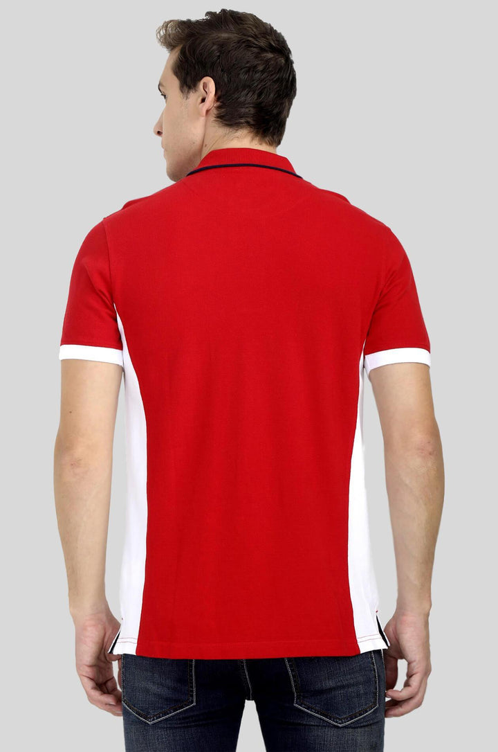 Red and White Polo T-Shirt for Men - GOOSEBERY