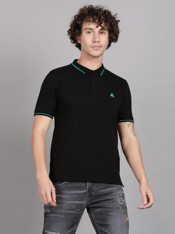 Black Polo T-Shirt for Men (CRISPA 1012) - G O O S E B E R Y®