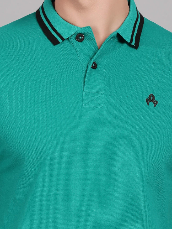 Light Green with  Off White  Polo T-Shirt for Men (CRISPA 1013) - G O O S E B E R Y®