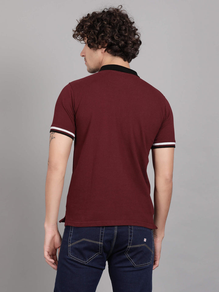 Maroon  Polo T-Shirt for Men (CRISPA1014) - G O O S E B E R Y®