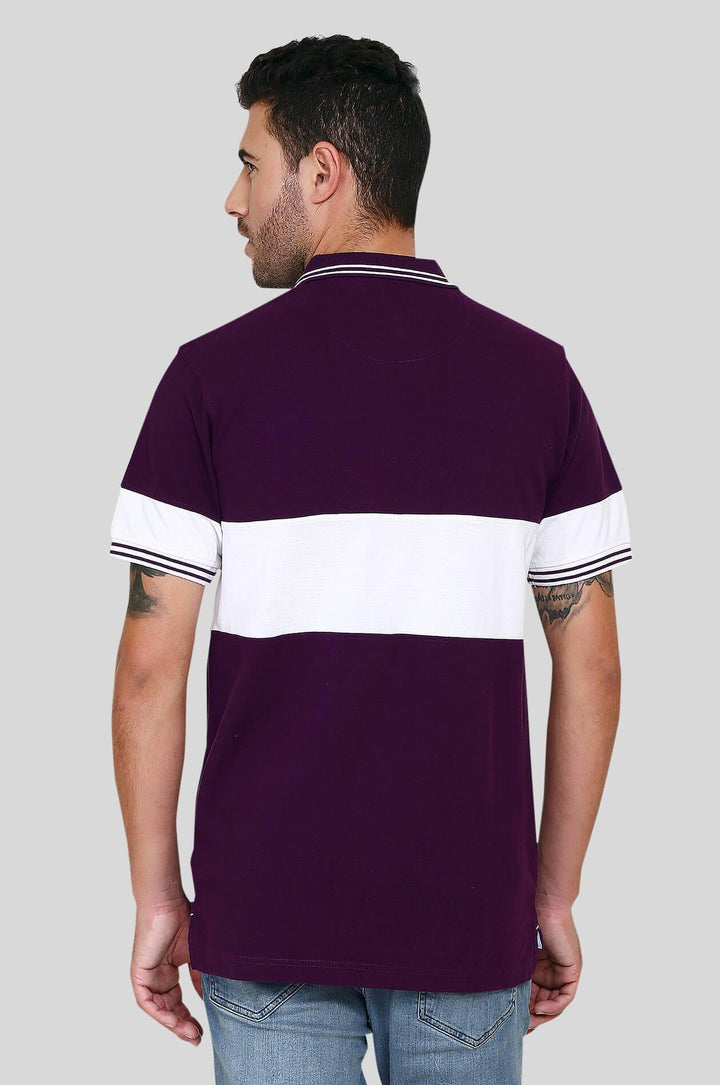 Purple and White Polo T-Shirt for Men (EGRES PURPLE) - GOOSEBERY