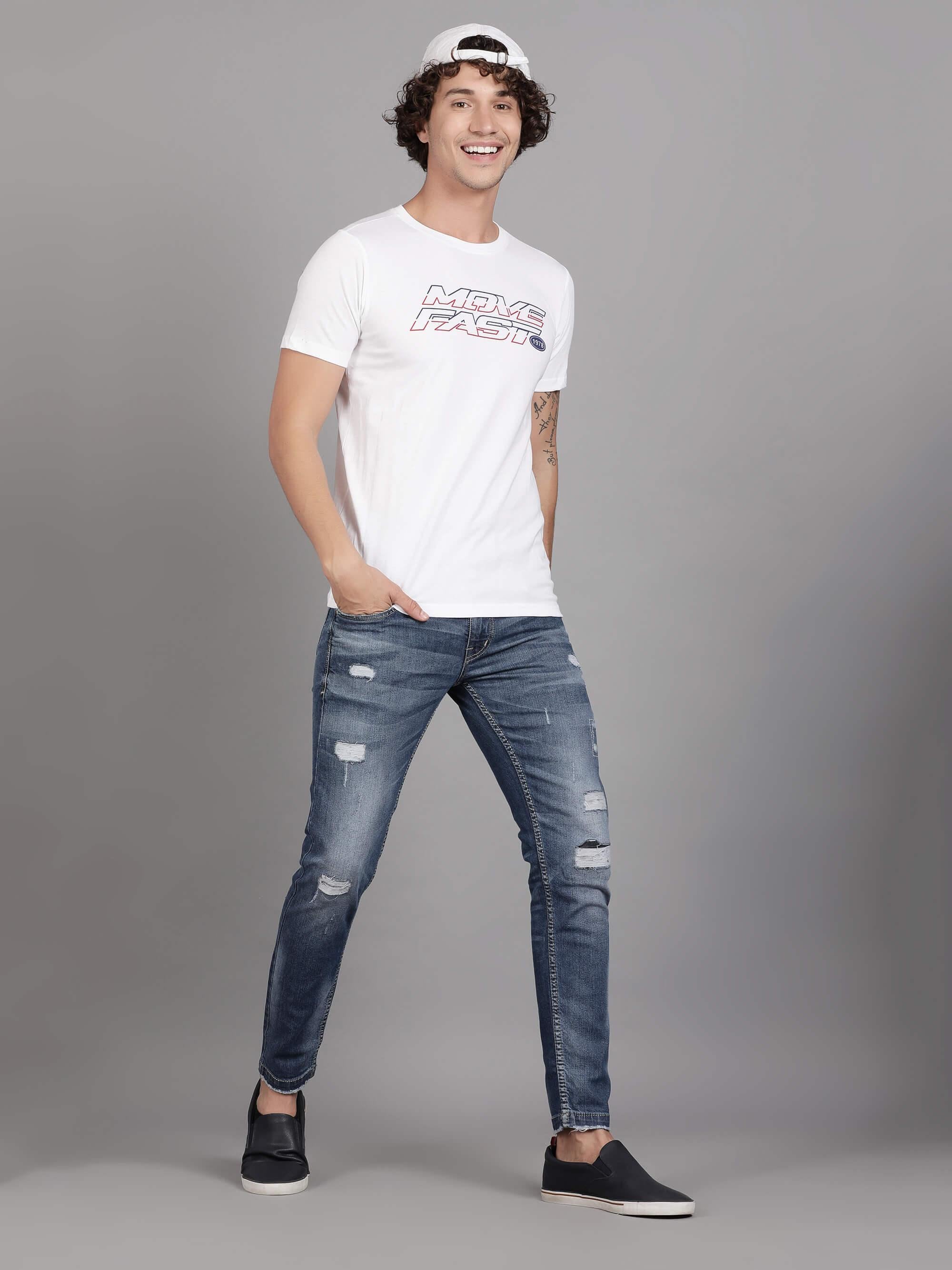 3711 Light Blue Distressed Ripped Skinny Jeans  Mens Luxury Boutique   X9X