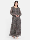 Black Floral Print Pleated Maxi Dress (GBF7004) - G O O S E B E R Y®