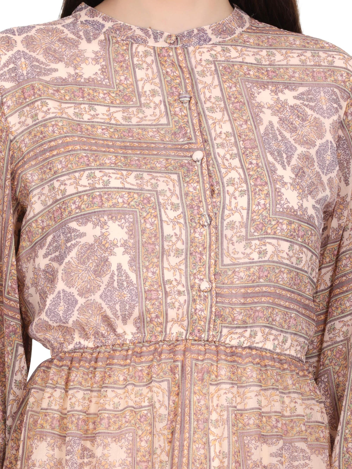 Abstract Printed Knee Length Dress (GBF7008) - G O O S E B E R Y®