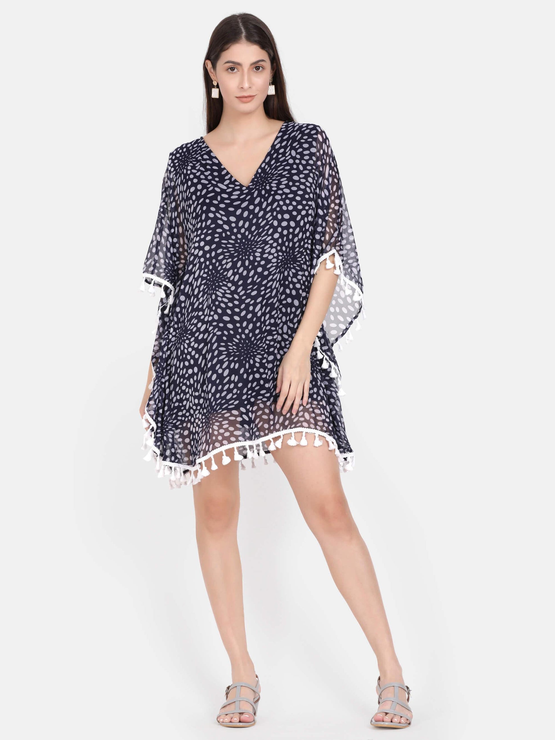 Polka Dot Kaftan Top With Lace Detailing (GBF7011) - G O O S E B E R Y®