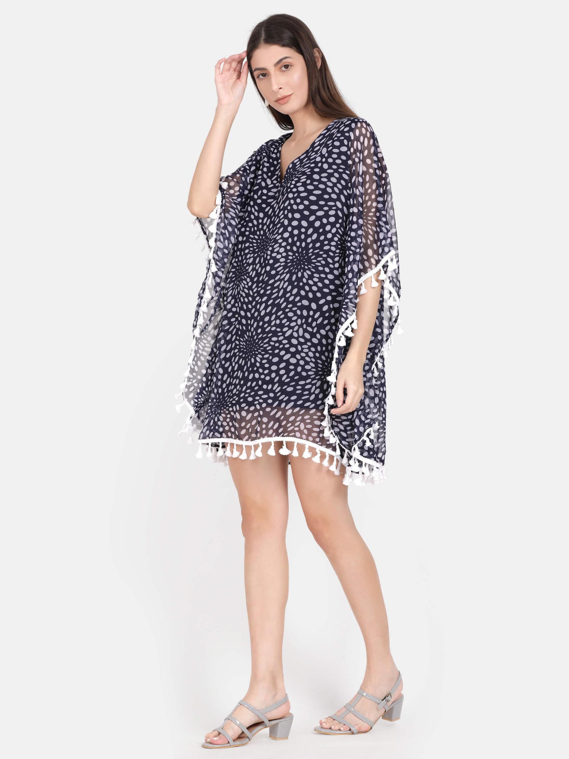 Polka Dot Kaftan Top With Lace Detailing (GBF7011) - G O O S E B E R Y®