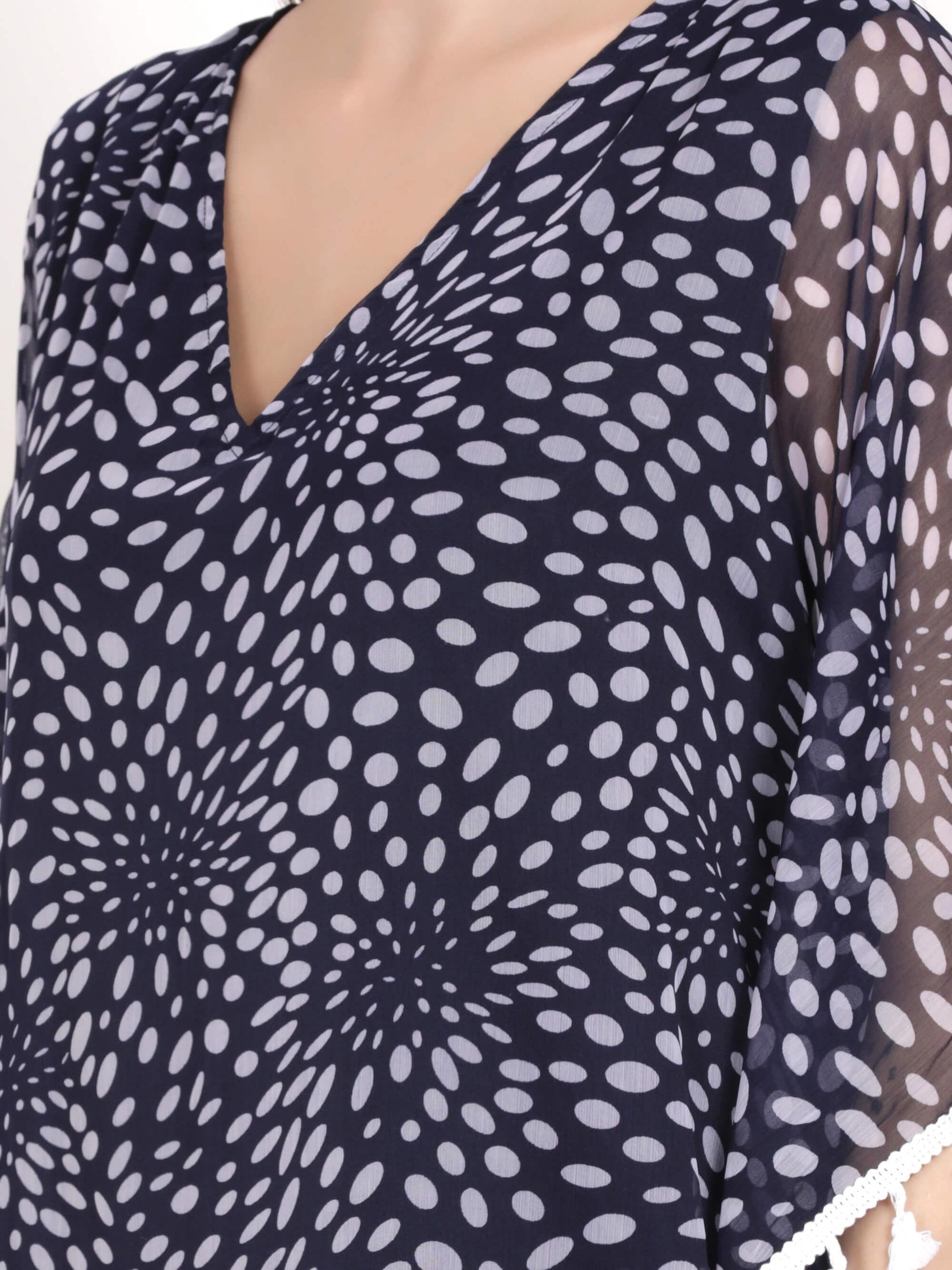 Polka Dot Kaftan Top With Lace Detailing (GBF7011) - G O O S E B E R Y®