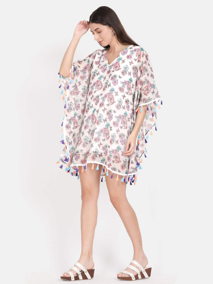 Floral Kaftan Top With Lace Detailing (GBF7012) - G O O S E B E R Y®