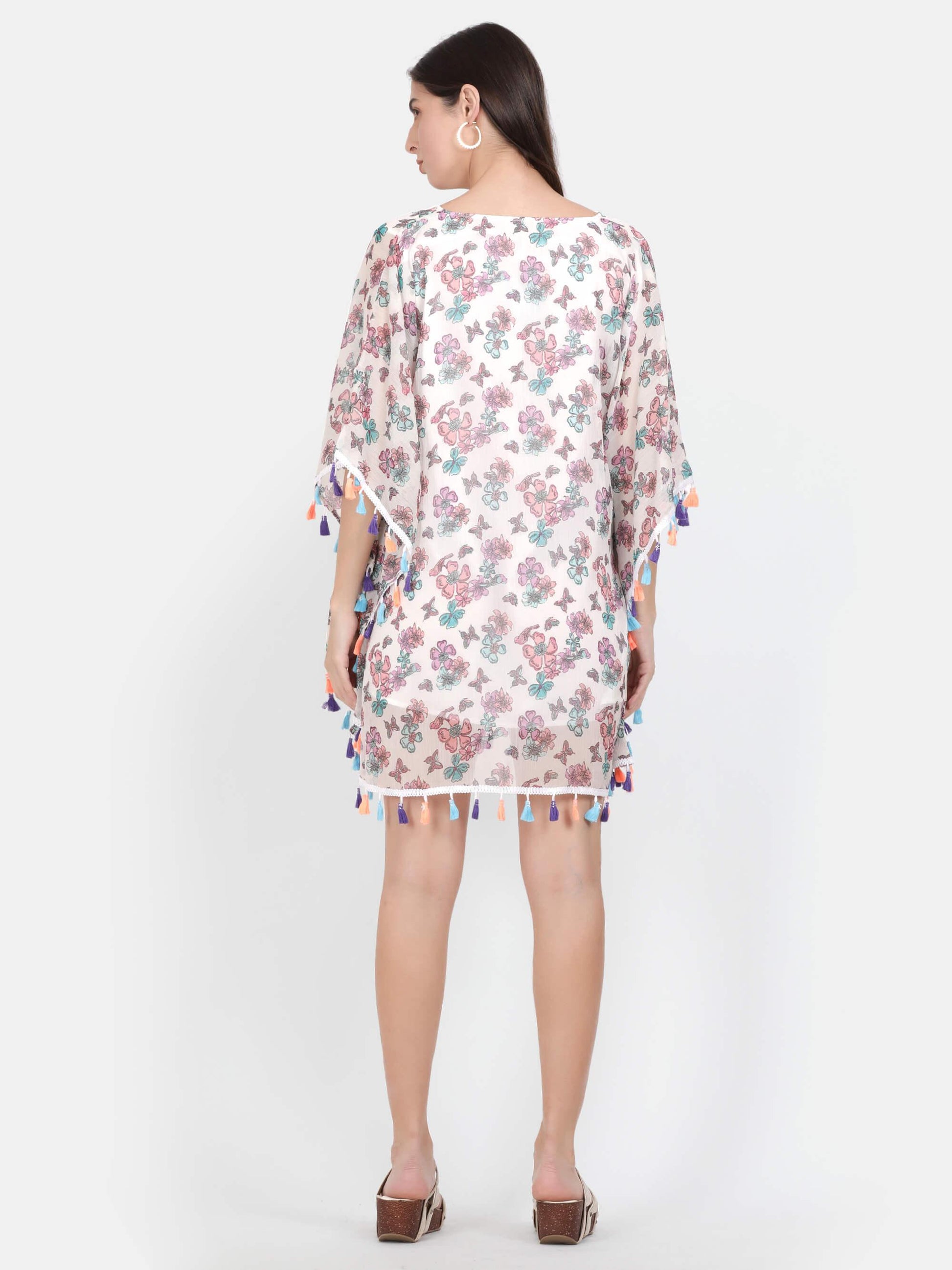 Floral Kaftan Top With Lace Detailing (GBF7012) - G O O S E B E R Y®