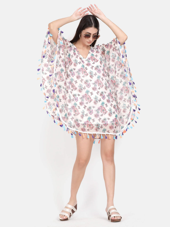 Floral Kaftan Top With Lace Detailing (GBF7012) - G O O S E B E R Y®