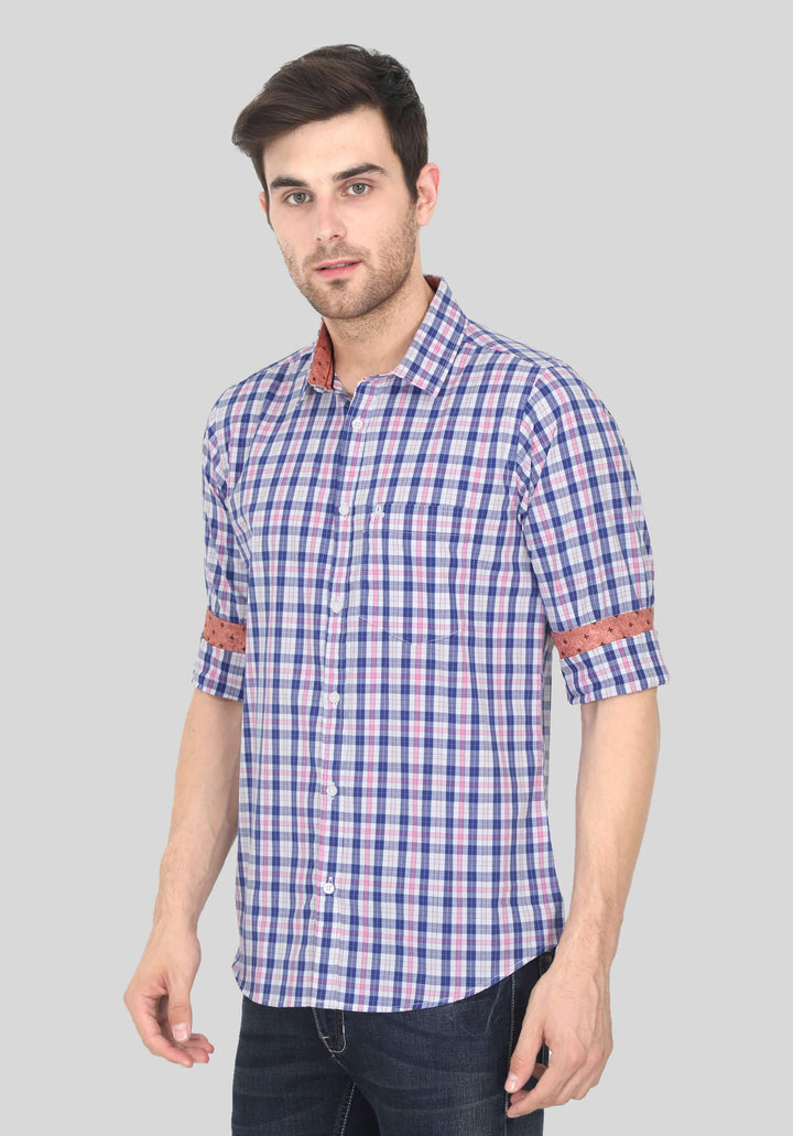 Blue Checks Shirt for Men (GBFRML1010) - GOOSEBERY