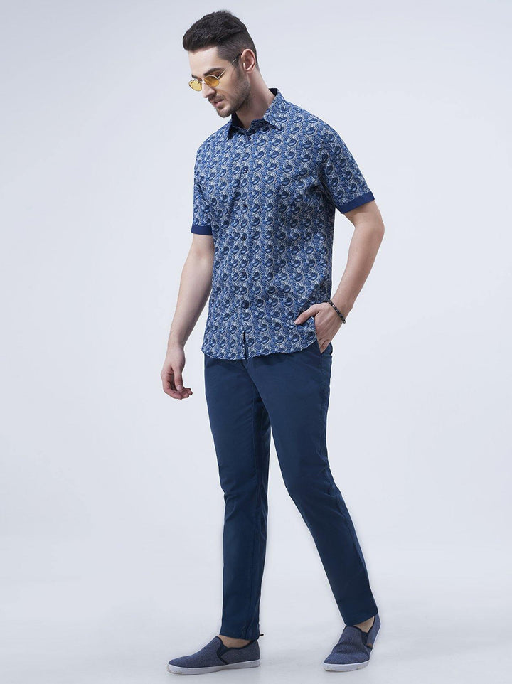 Blue Paisley Printed Mens Shirt(GBN6010) - GOOSEBERY