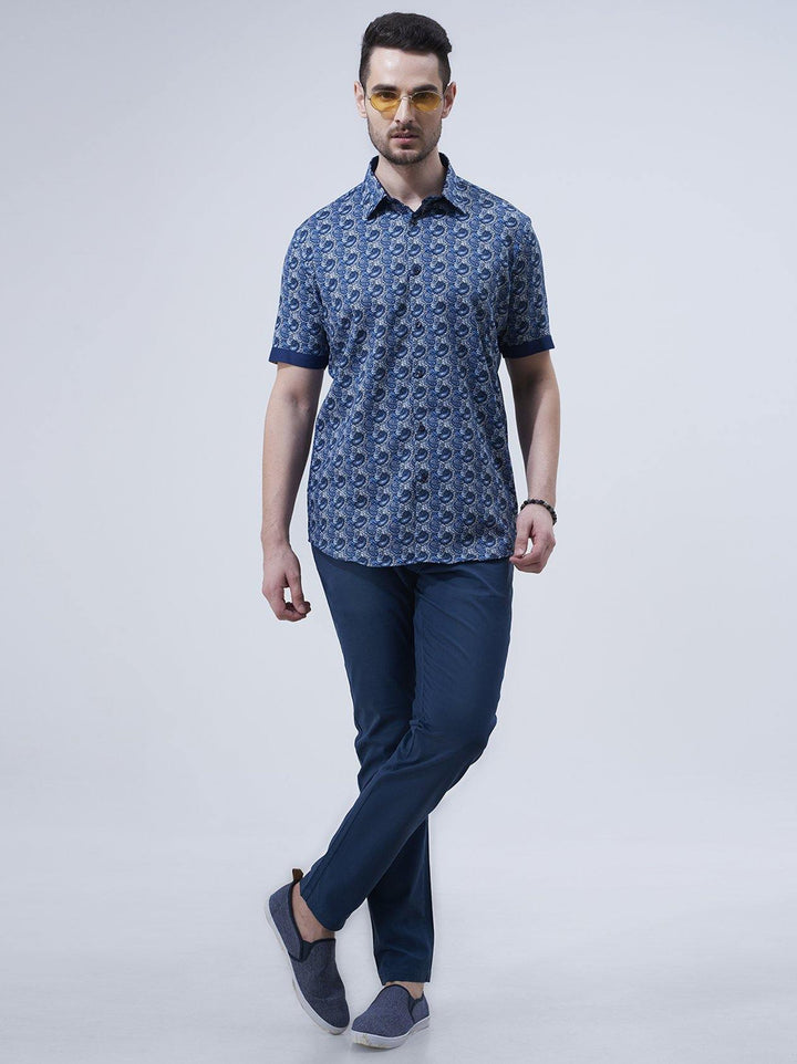 Blue Paisley Printed Mens Shirt(GBN6010) - GOOSEBERY