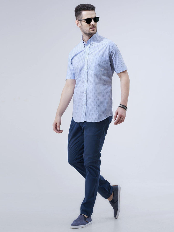 Men White Regular Fit Printed Shirt(GBN6015) - GOOSEBERY