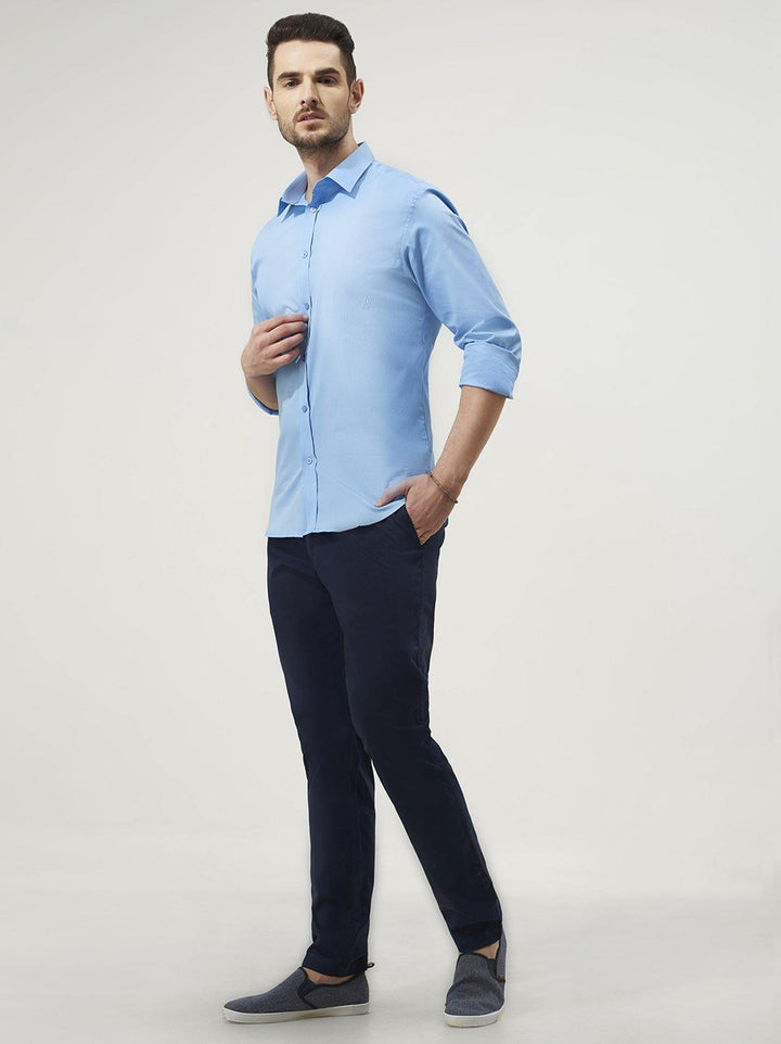 Light Blue Slim Fit Mens Shirt(GBN6017) - GOOSEBERY