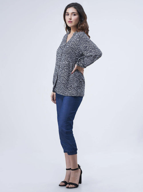 Black Printed Womens Top (GBWT1030) - GOOSEBERY