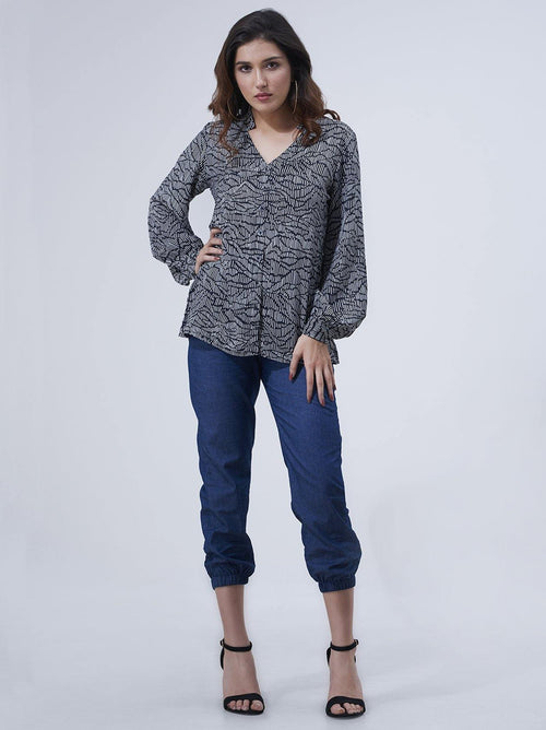 Black Printed Womens Top (GBWT1030) - GOOSEBERY