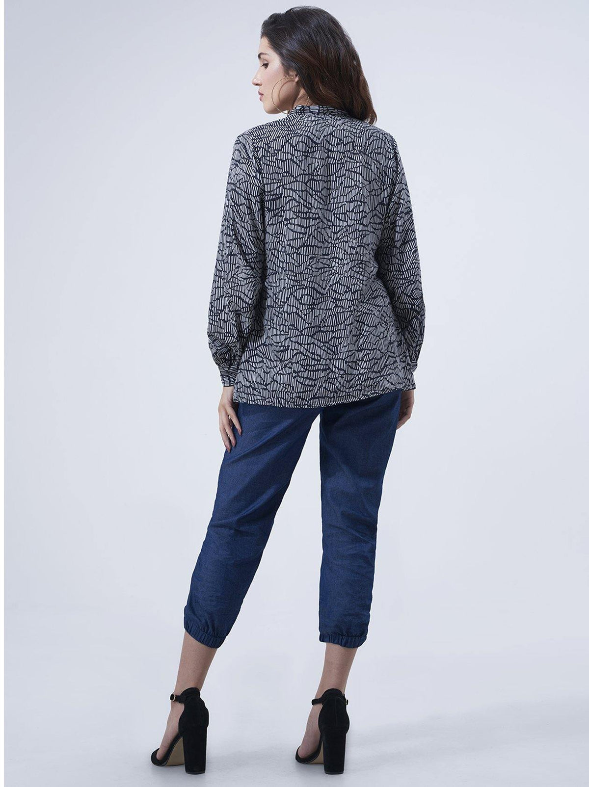 Black Printed Womens Top (GBWT1030) - GOOSEBERY