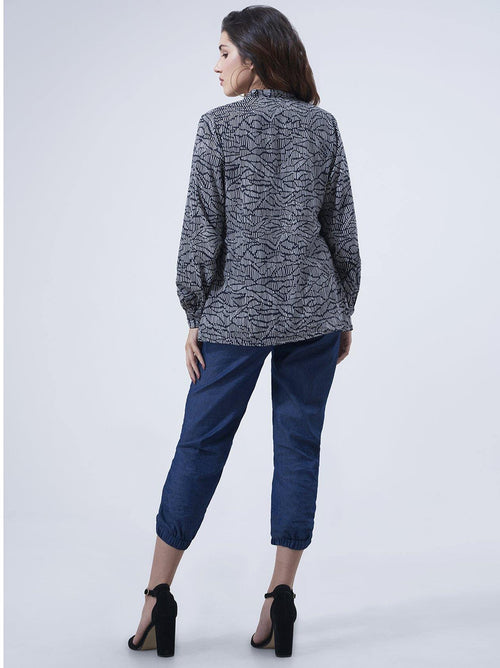 Black Printed Womens Top (GBWT1030) - GOOSEBERY