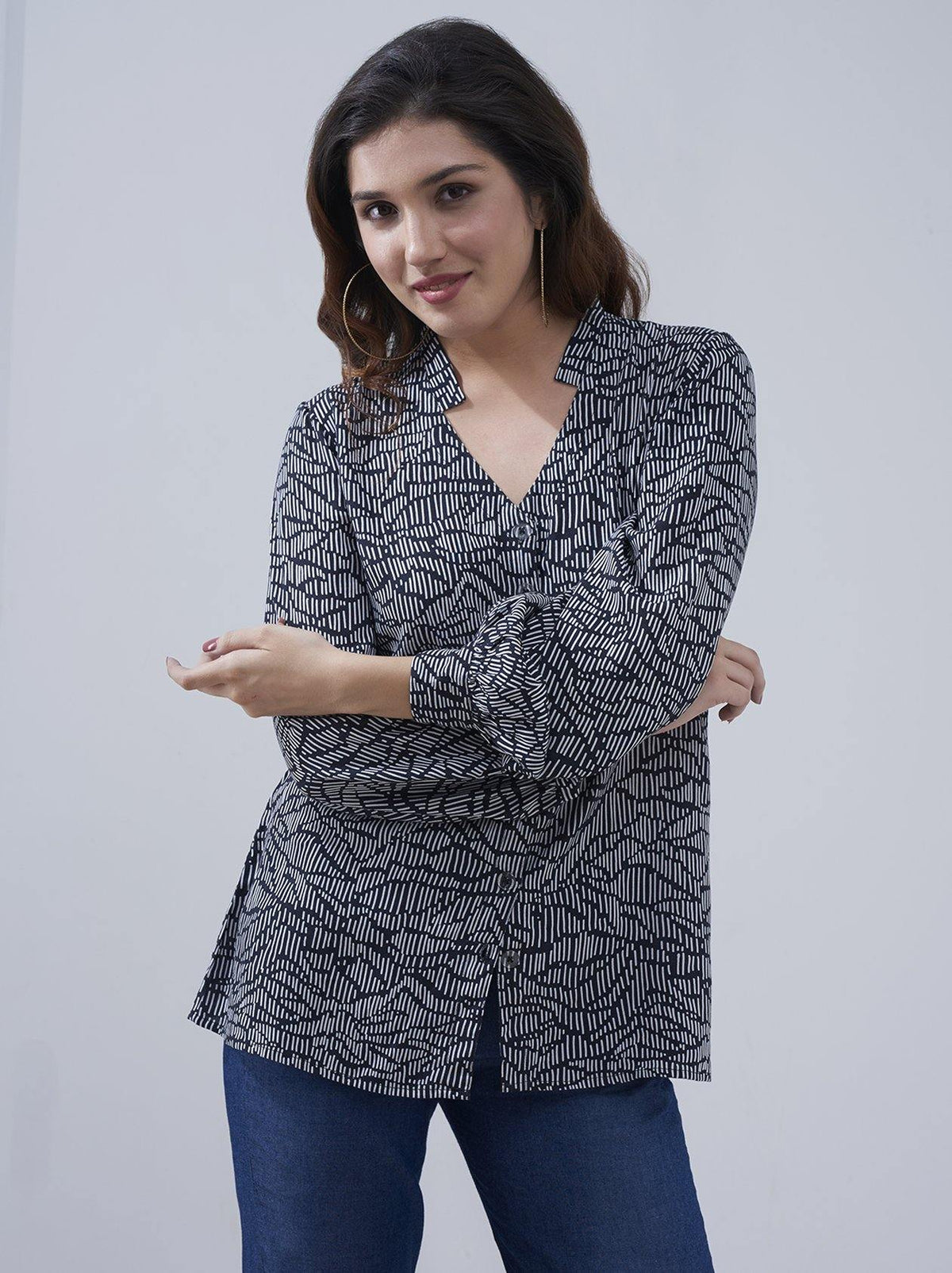 Black Printed Womens Top (GBWT1030) - GOOSEBERY