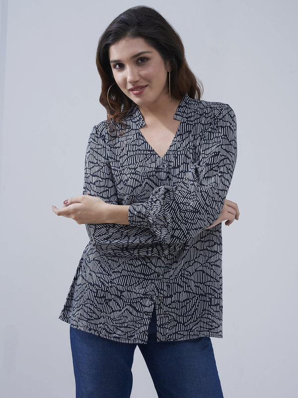 Black Printed Womens Top (GBWT1030) - GOOSEBERY