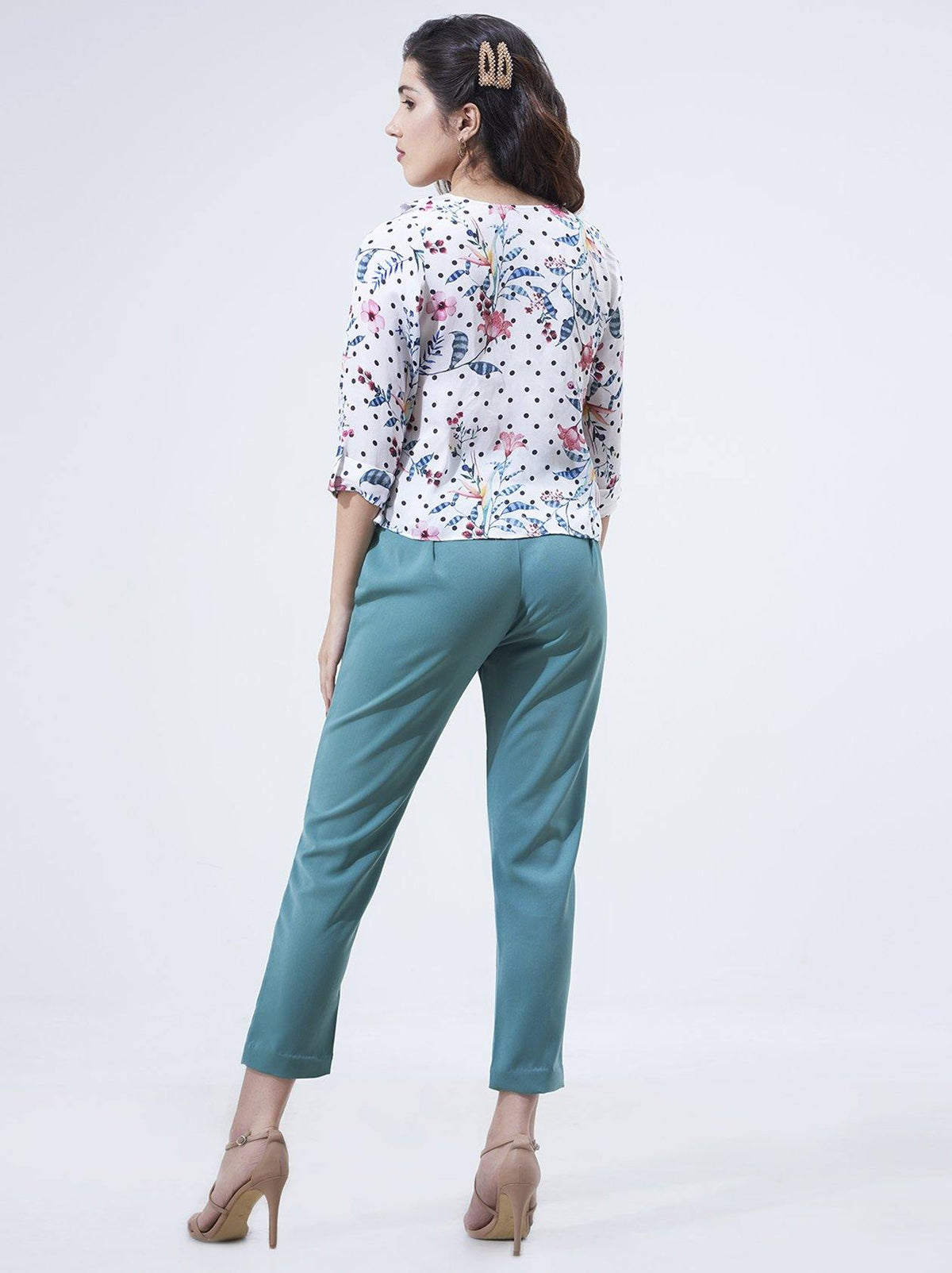 V Neck White Top for Women (GBWT1016) - GOOSEBERY