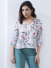 V Neck White Top for Women (GBWT1016) - GOOSEBERY